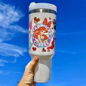 Large 40oz Double wall stainless Tumbler Disney Mermaid Princess Ariel, keeps dr